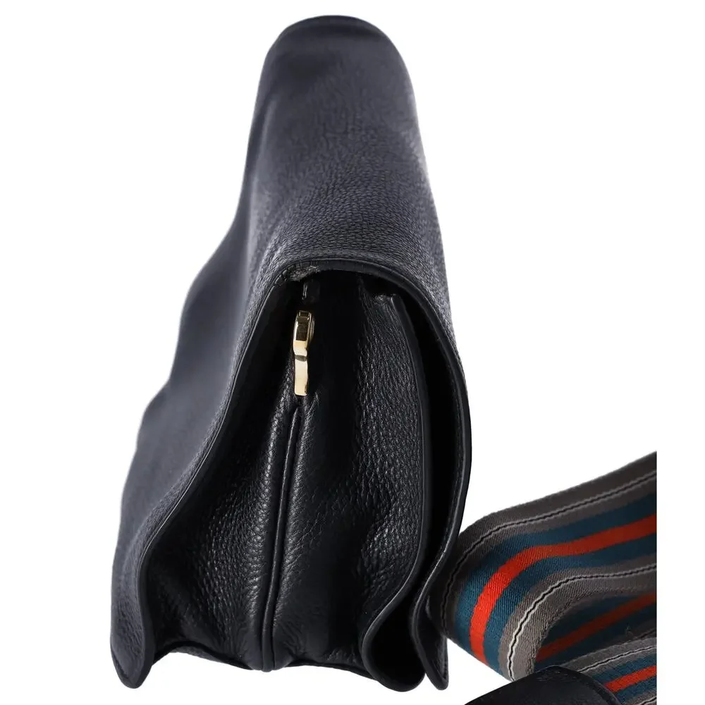 PRADA Vitello Daino Flap Crossbody Bag Black Leather - Picture 4 of 11